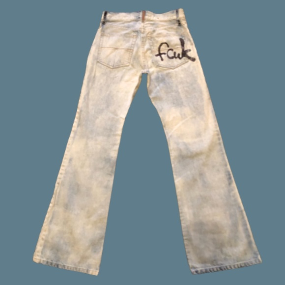 Vintage, FCUK, French Connection, Logo, Jeans, Flare, distressed, Bleached - Picture 1 of 6